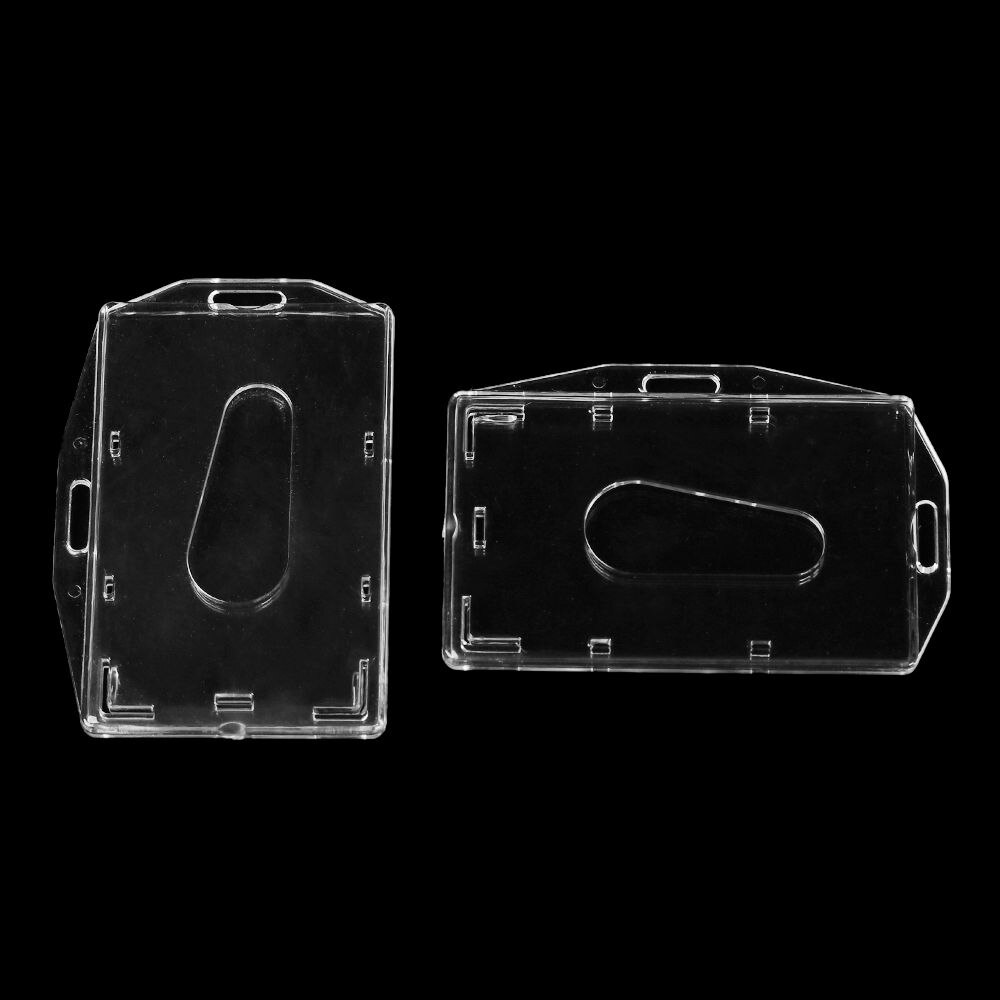 Clear Transparent Multi-use Hard Plastic Badge Work ID Card Holder Protector Cover Case Double Sided ID Card