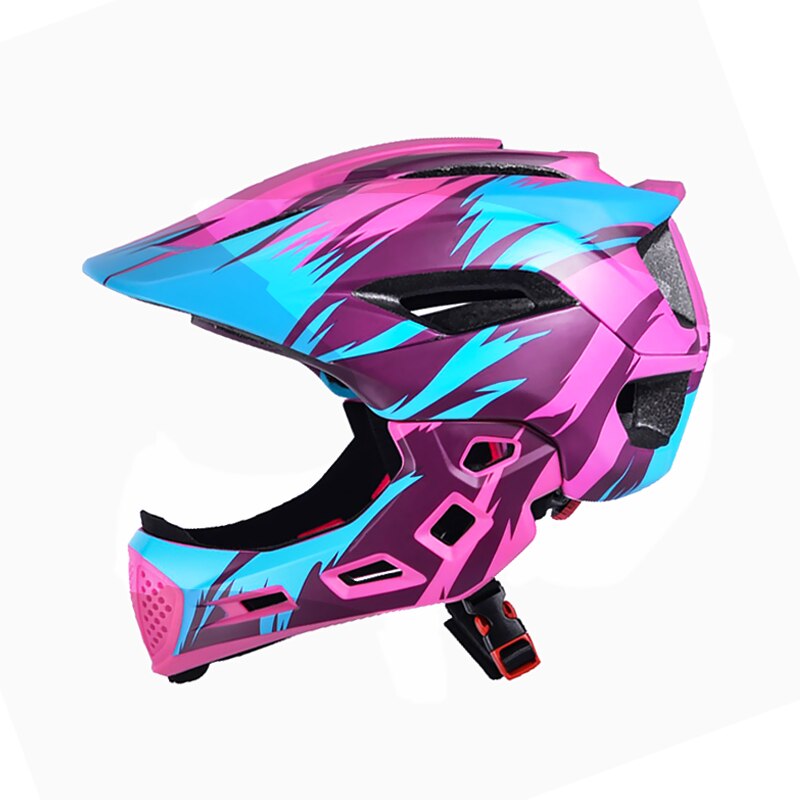 Kids Fietsen Helm Volledige Gezicht Afneembare Kinderen Helm Mtb Downhill Fiets Helm Capacete Ciclismo Fiets Apparatuur: Pink blue