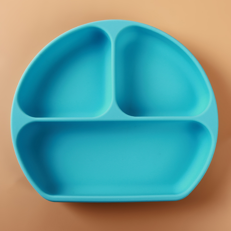 Plat de bébé Section créative pour enfants assiette en Silicone souriant avec ventouse forte plaque de nourriture en Silicone divisée collante