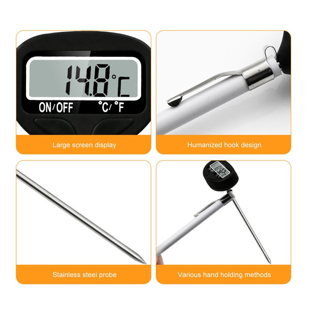 Food Thermometer Kitchen Food Cooking Thermometer Digital Instant Read Meat Thermometer for Barbecue Baking Milk Powder Water