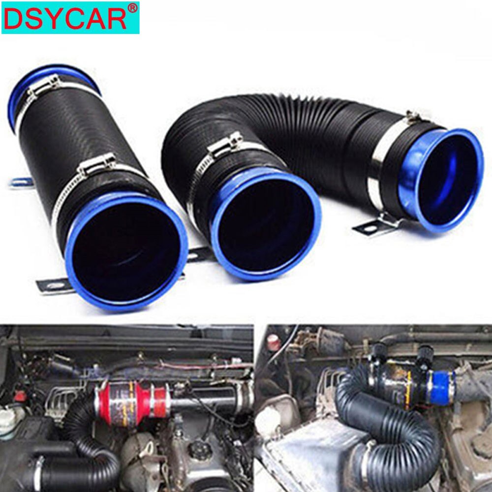 Dsycar 1 sæt 3 tommer fleksibelt koldfoderrørrør luftindgangsrør bilmodifikation udvideligt koldt til luftfilter