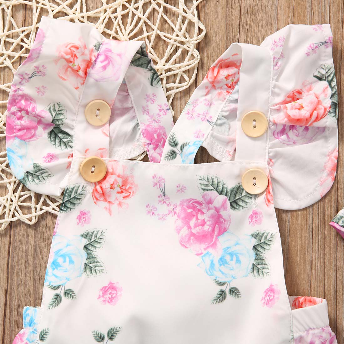 ¡2 unids/set! Verano lindo bebé niñas Floral sin mangas Romper + diadema verano Sunsuit conjunto de trajes de ropa