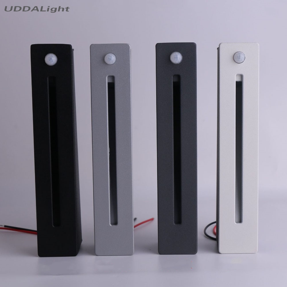 Outdoor Sensor Licht 2-3 W Cree Led Outdoor Wandlamp Zwart/Zilver/Wit/Grijs Pir sensor Detector Controle Intelligente Wandlamp