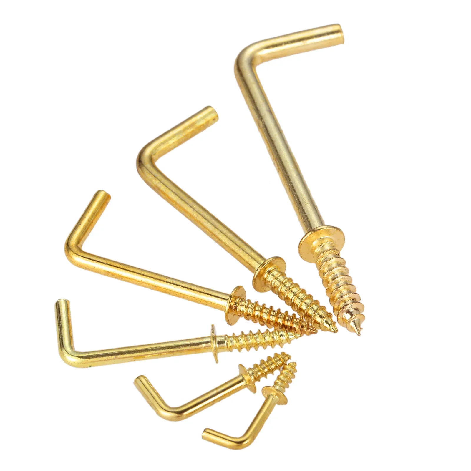 10/20pcs 7-style Metal Hook L-shape Golden Screw-in Hanger 17/25/37/47/54mm Wood Wall Mounted Photo Frame Kitchen Garden Outdoor