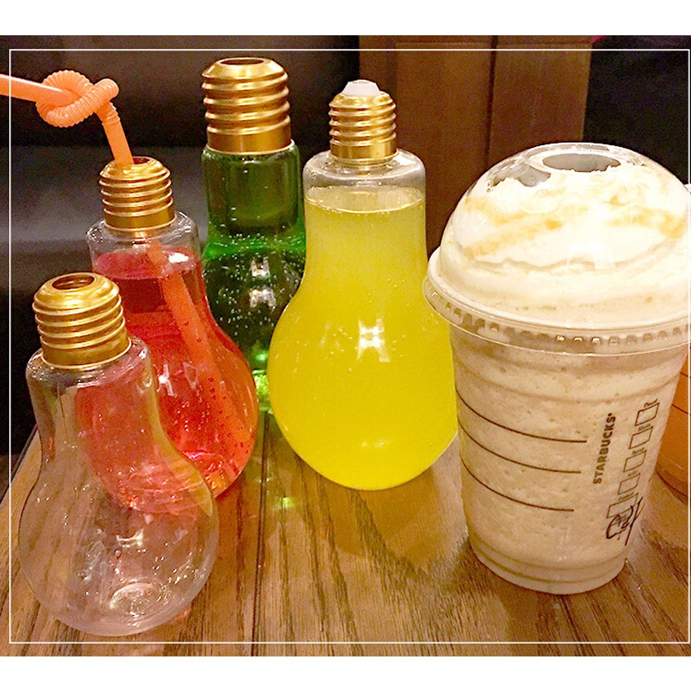 Plastic Light Bulb Shaped Bottle Drink Cup Water Bottle arty Decor Flower Vase Multiuse