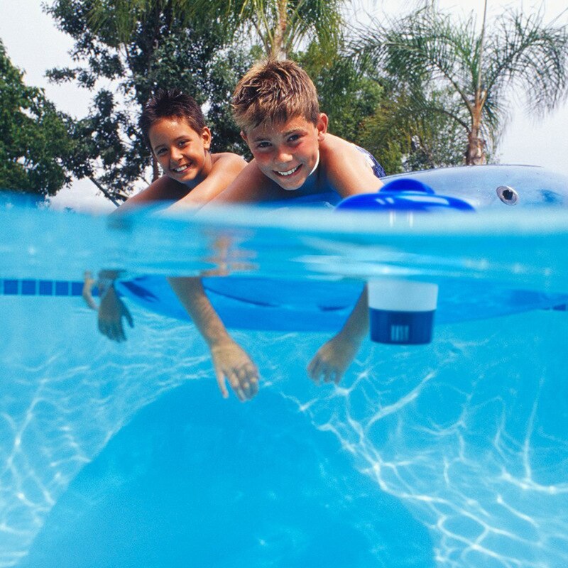 5 tommer deluxe stor blå og hvid flydende swimmingpool spa klordispenser med en justerbar klorudløbsventil