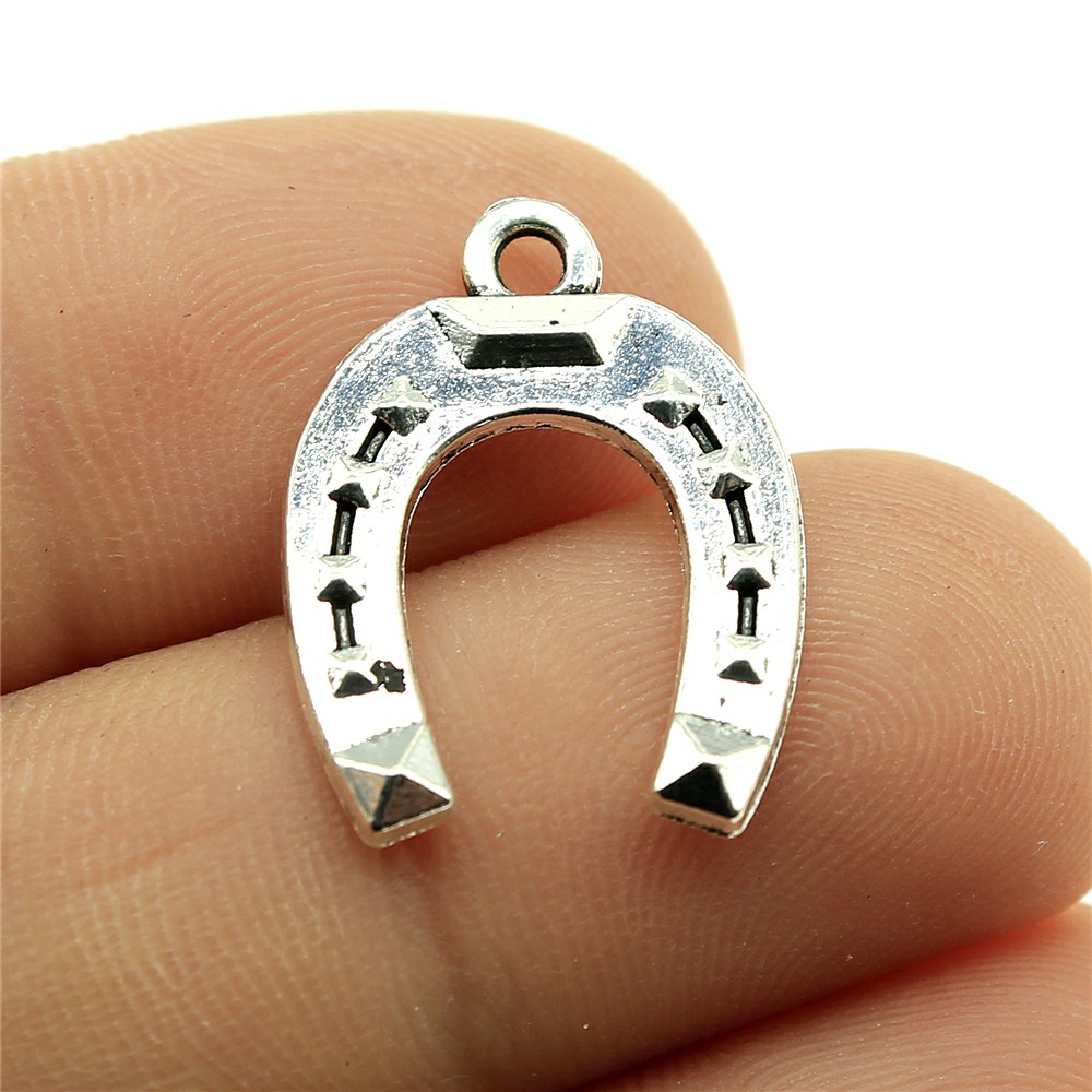 20Pcs Hoefijzer Hanger Charms Antiek Zilver Kleur Horse Shoe Charms Sieraden Diy Lucky Horseshoe Bedels Voor Armband