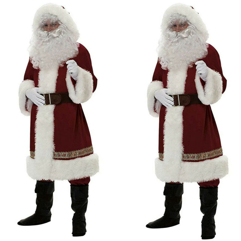 Deluxe Kerstman De Kerstman Kostuum Cosplay Kerstman Kleding Fancy Dress In Kerst Mannen Kostuum Pak Voor Volwassenen