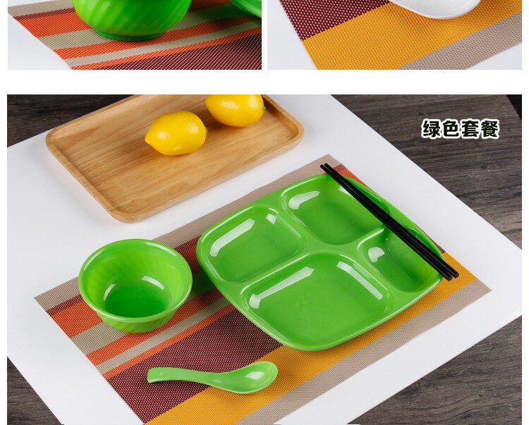 10 Inches Divided Plates,Melamine Tray Plate,Stackable,Dishwasher Safe (blue),Imitation Porcelain Square 4 Grid Fast Food Plate