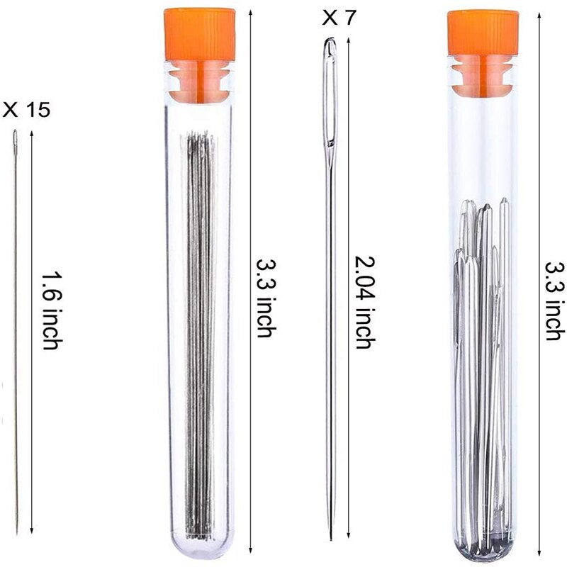 Imzay agujas de coser de ojo grande, aguja de costura de ojo grande, agujas para adornos de cuentas, agujas de punto de cruz tapicería cosida a mano, herramientas