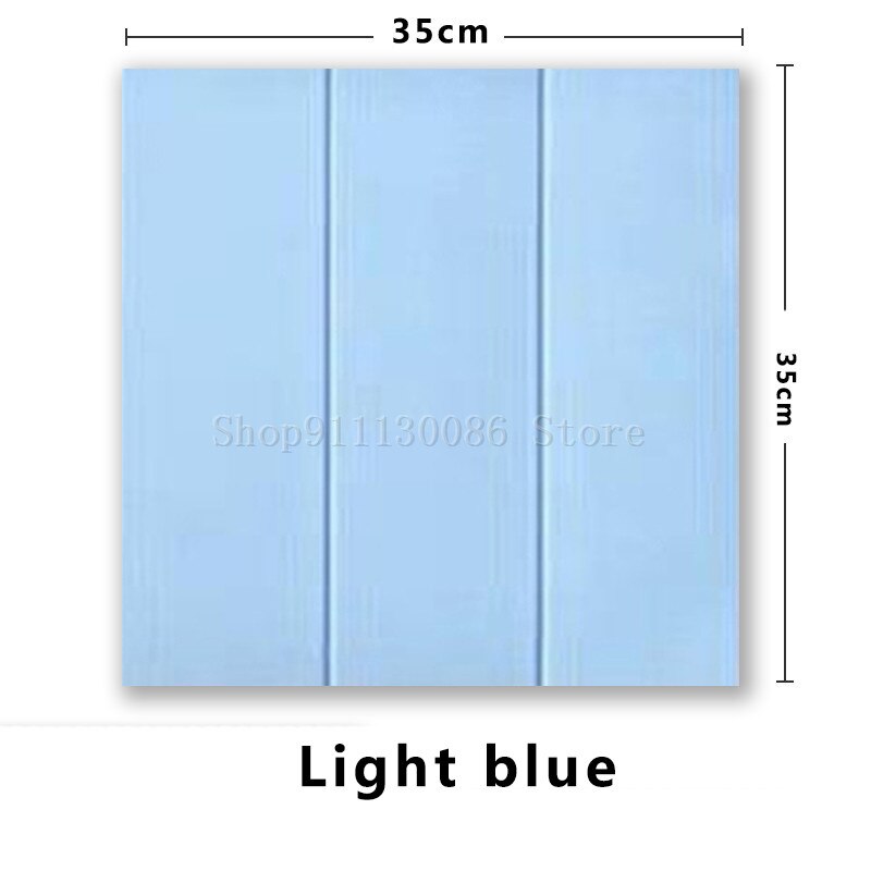 Zelfklevende 3D Baksteen Muurstickers Steen Woonkamer Decor Foam Waterdicht Panelen Wandbekleding Behang Thuis Tv Achtergrond Kid: Light blue