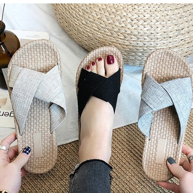 Sommartofflor dam strandtofflor skor boho havsflip flops sandaler tofflor casual halkfria glidskor