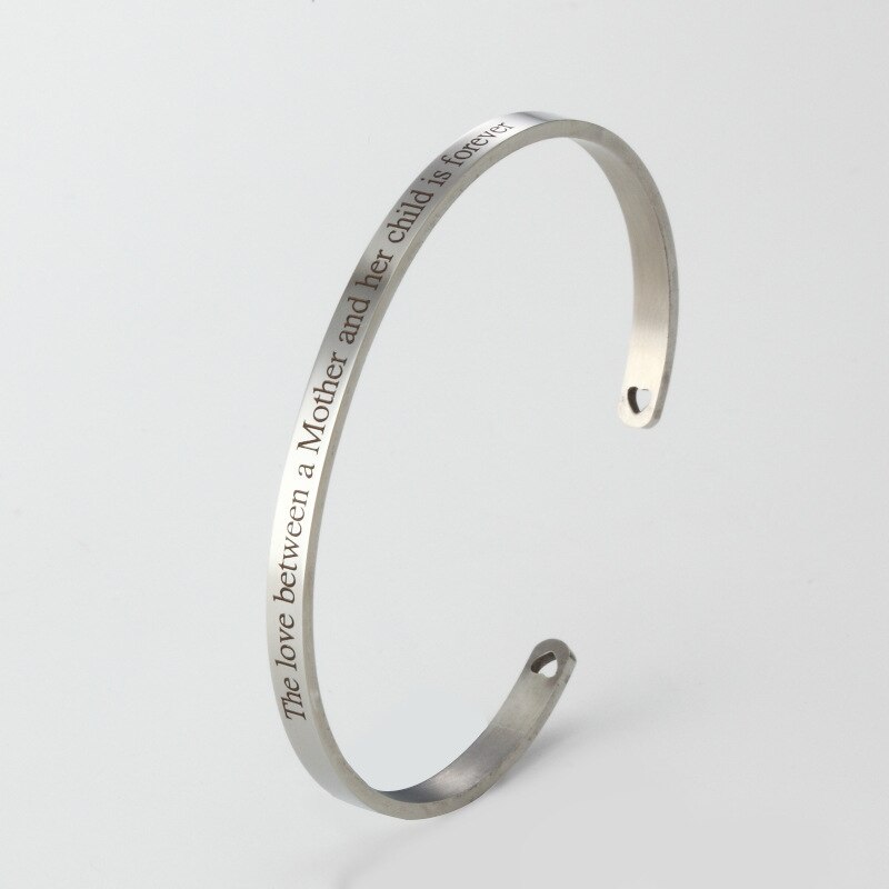 Inspirational Bracelet Classic Jewelry Lettering The love between a Mother and her child is Stainless Steel Bangle&Bracelet: silver
