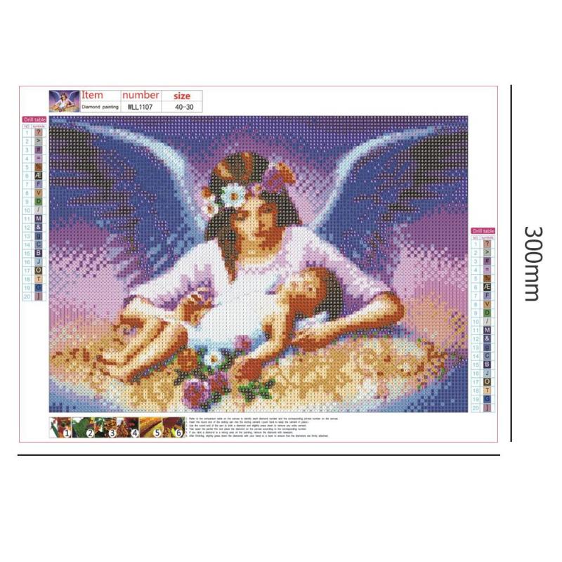 5D DIY Full Drill Diamond Painting Guardian Angel Butterfly Cross Stitch Needlework Kit Home Decor Oxidation Resistance 40*30cm: R