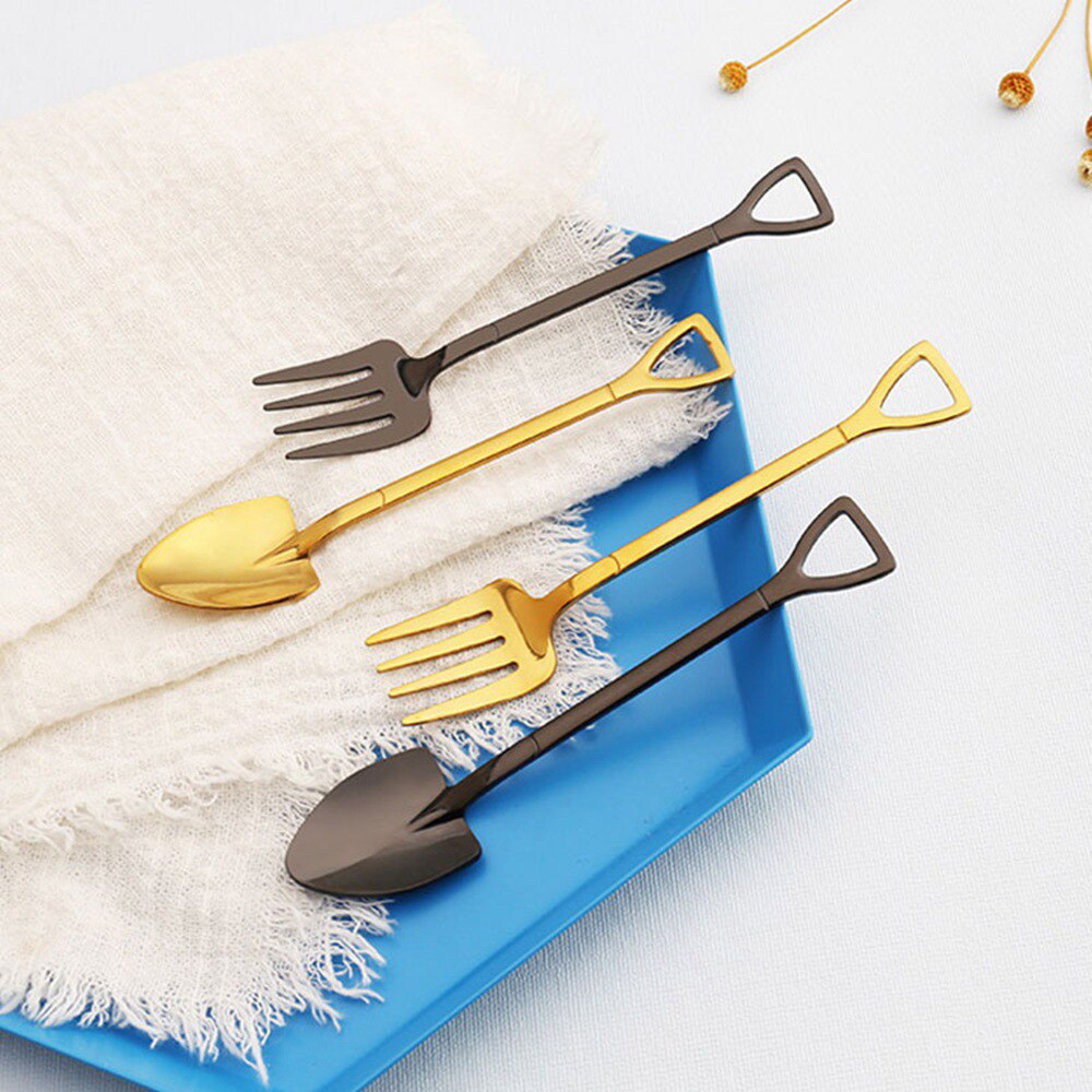 Keuken Rvs Dessert Lepel En Vork Picknick Travel Leuke Ijs Lepel Fruit Vork Keuken Servies