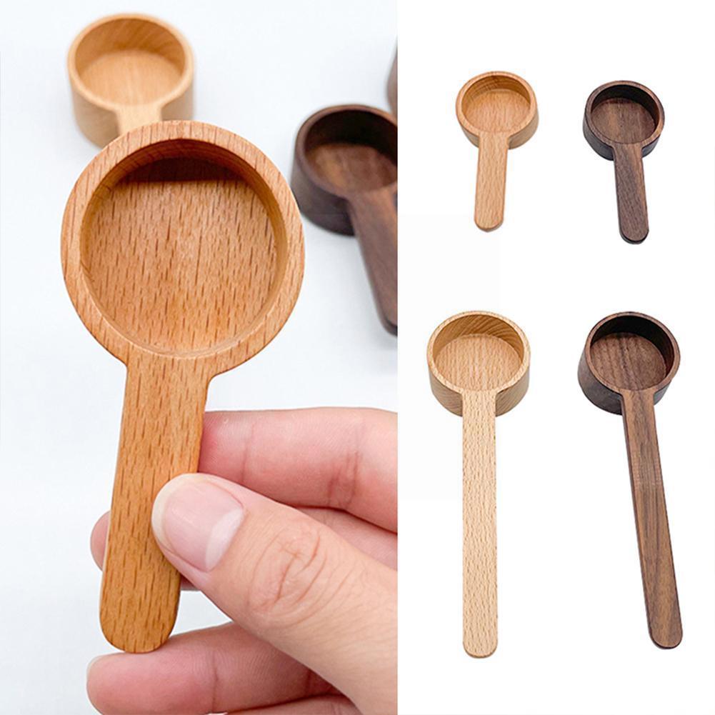 Baki Y9X3 cuillère à mesurer en hêtre noir, manche court en bois, Long outil de cuisine, ménage café assaisonnement cuillère Baki Y9X3
