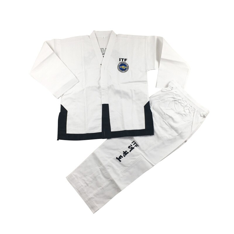 Uniforme estándar de Taekwondo Dobok, uniforme ITF para maestro asistente, exquisito bordado, traje de Taekwondo,