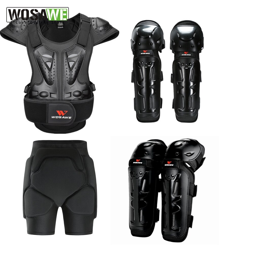 WOSAWE-veste de skate + short, protection au coude, pour moto, 6 pièces