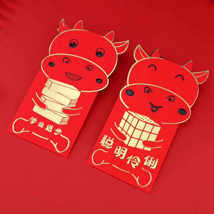 12 Pcs Jaar Van De Os Lange Szie Chinese Jaar Rode Envelop