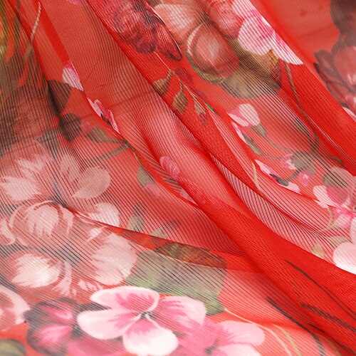 Summer clothing printed chiffon fabric summer perspective bamboo fiber fabric for dress tulle fabric cloth: 1