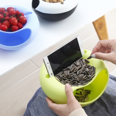 Contenitori multifunzionali in plastica a doppio strato per frutta secca spuntino porta semi desktop piatto organizzatore scatola di immagazzinaggio immondizia