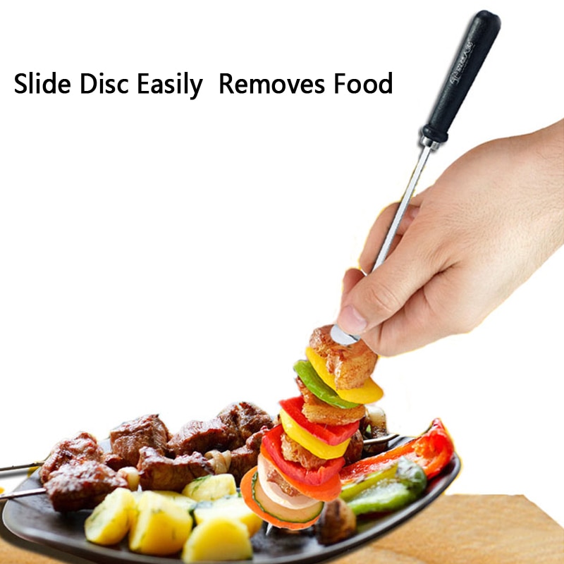 20.5''/52cm Barbecue Skewer Stainless Steel Shish Kabob Sticks Flat Metal BBQ Stick Slide Disc Easily Removes Food 4/6/10/12pcs