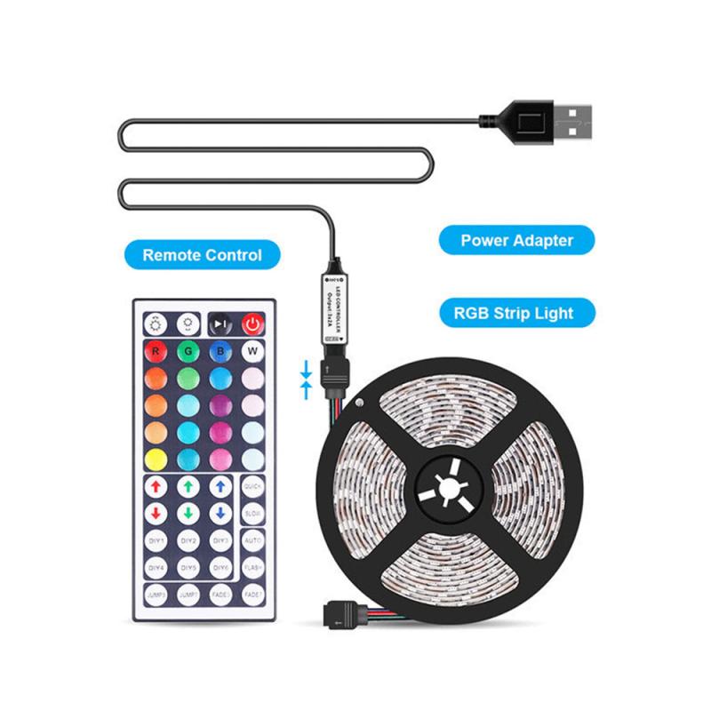 LED Strip RGB Led Light 5050 DC 5V Waterproof LED Light 1/2/3/4/5M diode Ribbon Flexible TV Backlight Light Strip + 44K Remote