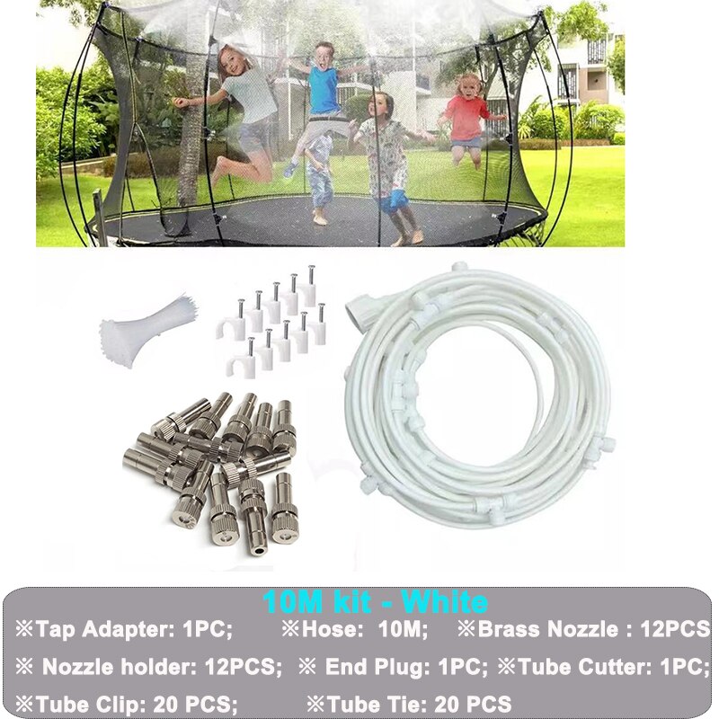 HEMAN DIY Outdoor Misting Cooling System Kit Greenhouse Garden Patio Waterring Irrigation 6-15M System: 10M White