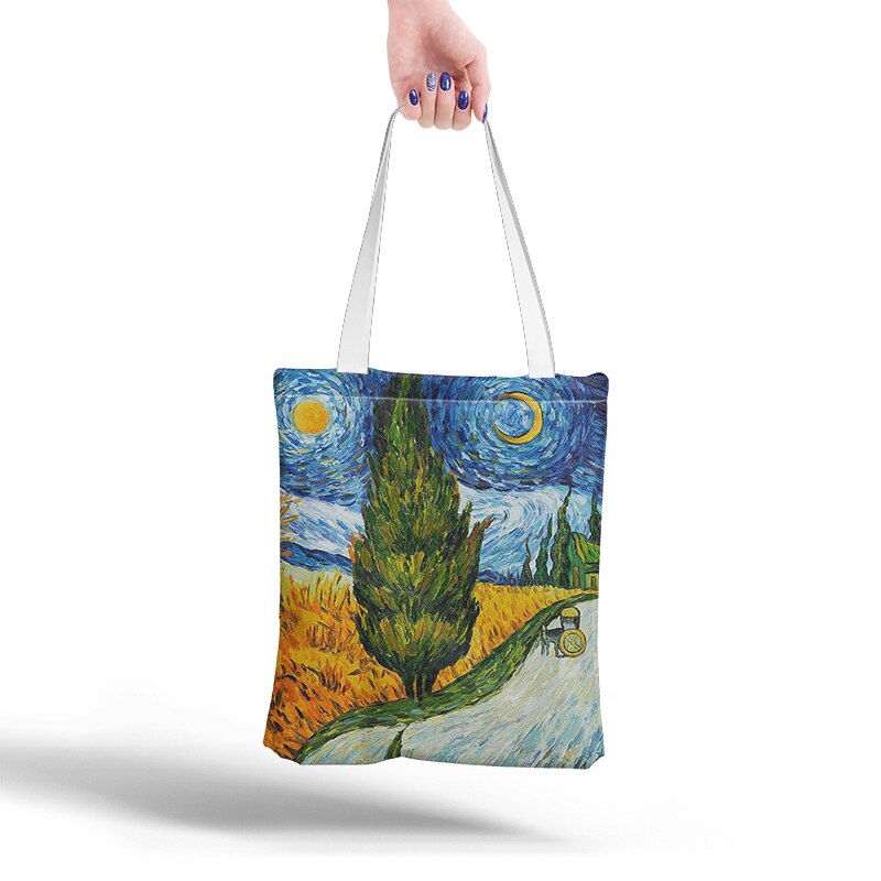 Lieferwagen Gogh Einkaufstasche Grafik Tote Harajuku Käufer Tasche Frauen Leinwand Schulter Tasche Für Weibliche Lustige Eco Große-kapazität sacchetto: Stil10
