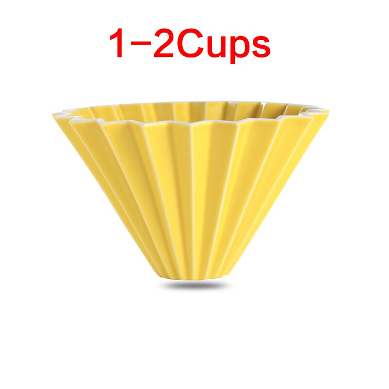 Ceramic Coffee Dripper 1-2Cups 1-4Cups Engine Style Coffee Drip Filter Cup Permanent Pour Over Coffee Maker: 1-2 Cups Yellow