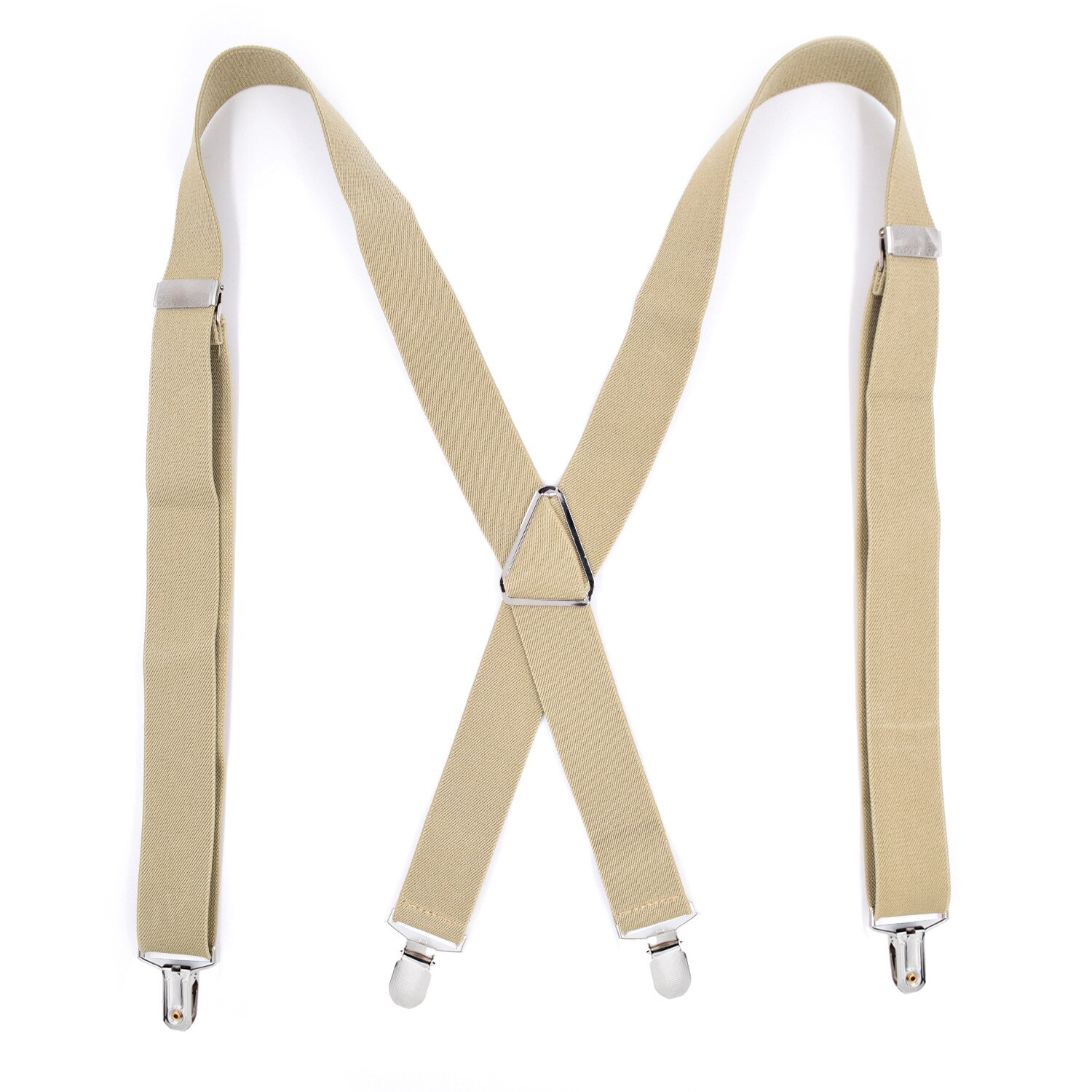 Bretelles de couleur unie bretelles avec Clips pour femmes hommes adulte X dos réglable élastique grande taille Tirante pantalon sangle Bretele: Beige