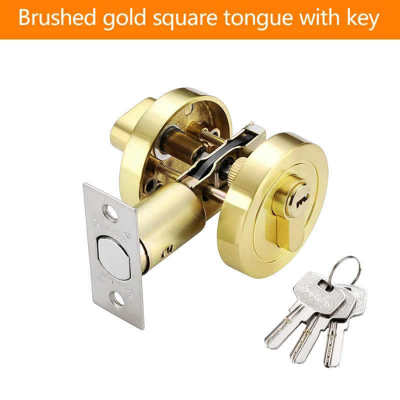 Invisible Door Lock With Key Indoor Bedroom Household Door Bolt Round Lock Wooden/Iron Door Universal Anti-theft Safety Locks: Gold