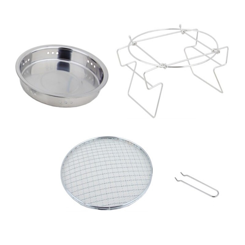 Mini Outdoor Stainless Steel Round Barbecue Rack Portable Folding Campfire BBQ Charcoal Grill Combo for Patio &amp: L