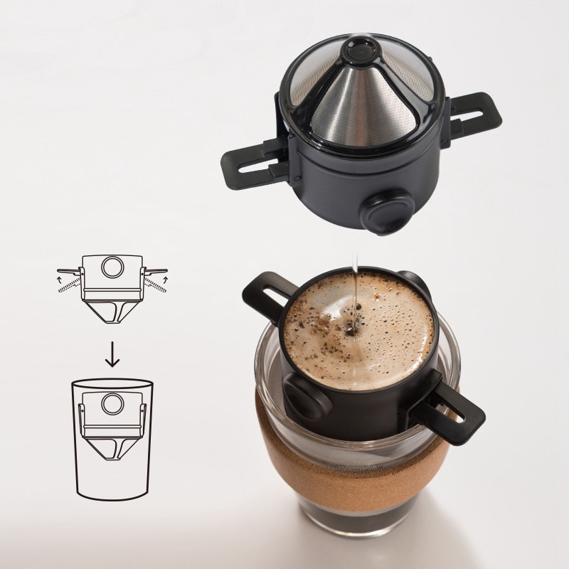 Draagbare Koffie Filter 304 Rvs Drip Koffie Thee Houder Trechter Manden Herbruikbare Zetgroep En Stand Koffie Thee Druppelaar