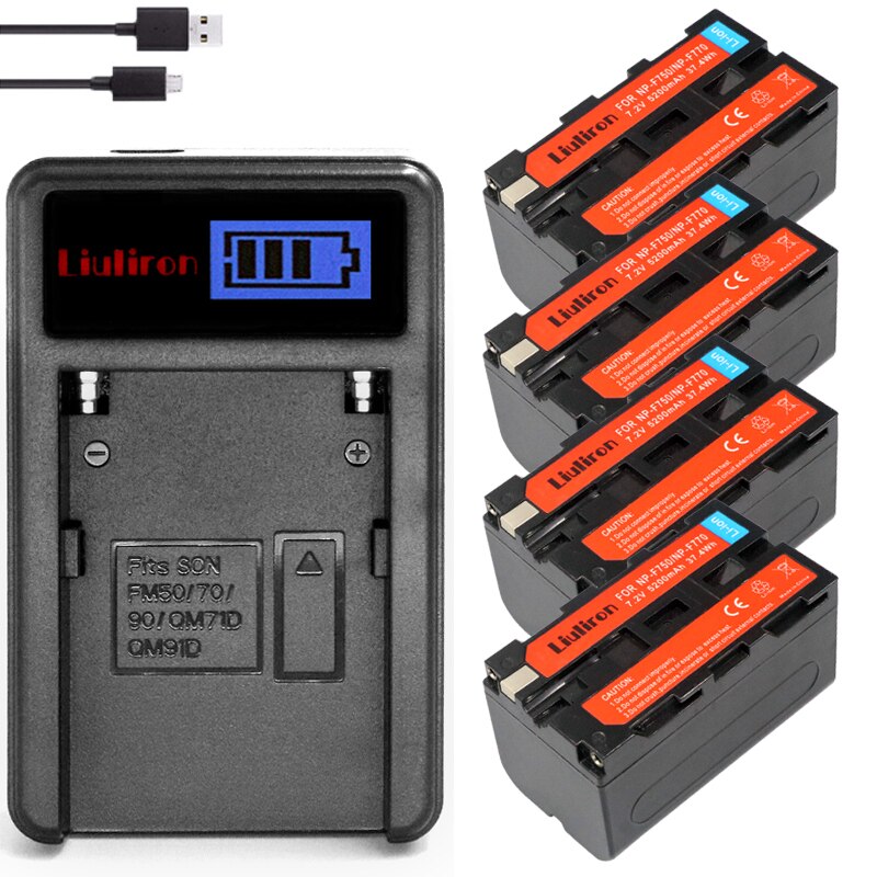 Batería NP-F770 NP F770 np f750 NPF770, baterías 750 para videocámara Sony NP-F750, luz LED para vídeo D &amp; F, 4 Uds.: charger and 4battery