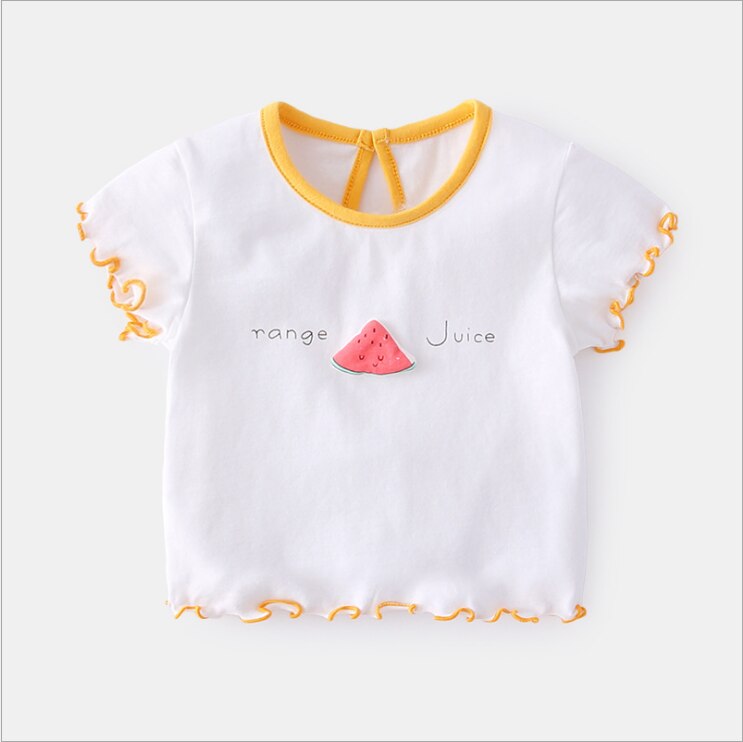 Hohe Quanlity Sommer freundlicher Mädchen T Shirt Kurzarm Baby Mädchen T-Hemden Baumwolle freundlicher T-Shirt Oansatz T Spitzen Kleidung: Wassermelone / 73