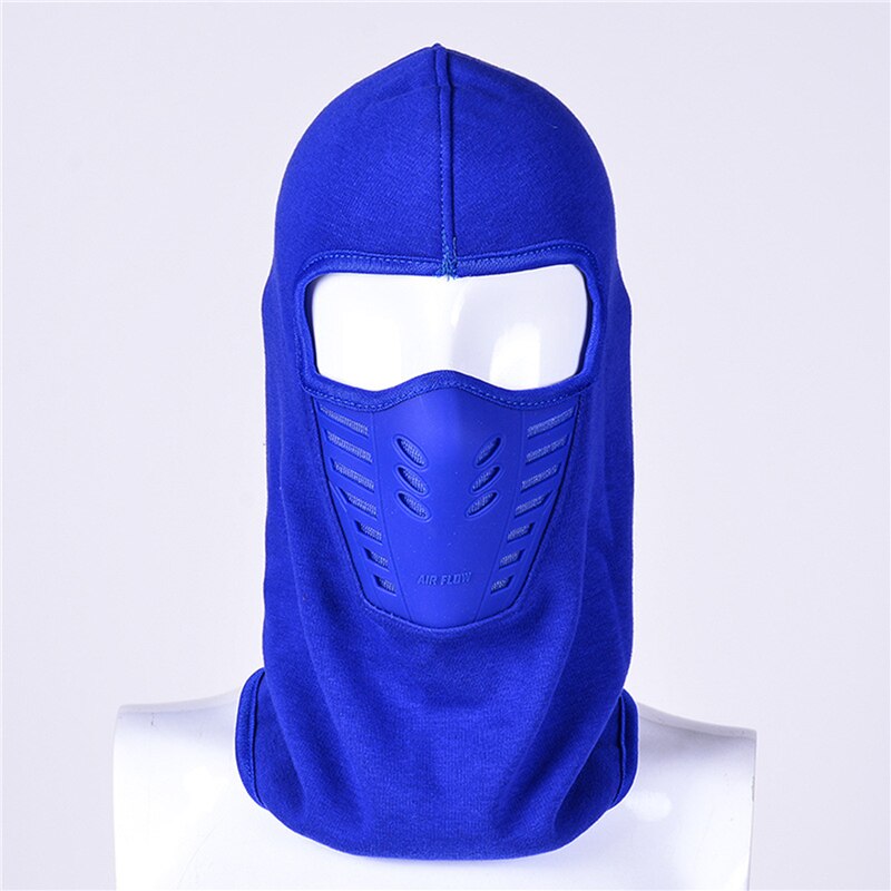 Full Face Winter Face Covers Neck Protection Fleece Thicken Thermal Face Scarf Windproof Warm Face Hat With Ventilate Hole: Royal blue