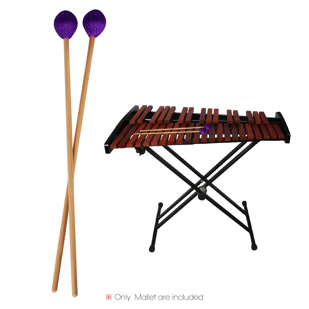 1 par midterste marimba stick mallets xylofon glockensplel hammer med bøghåndtag musikalsk tilbehør mallets til amatører: Lilla