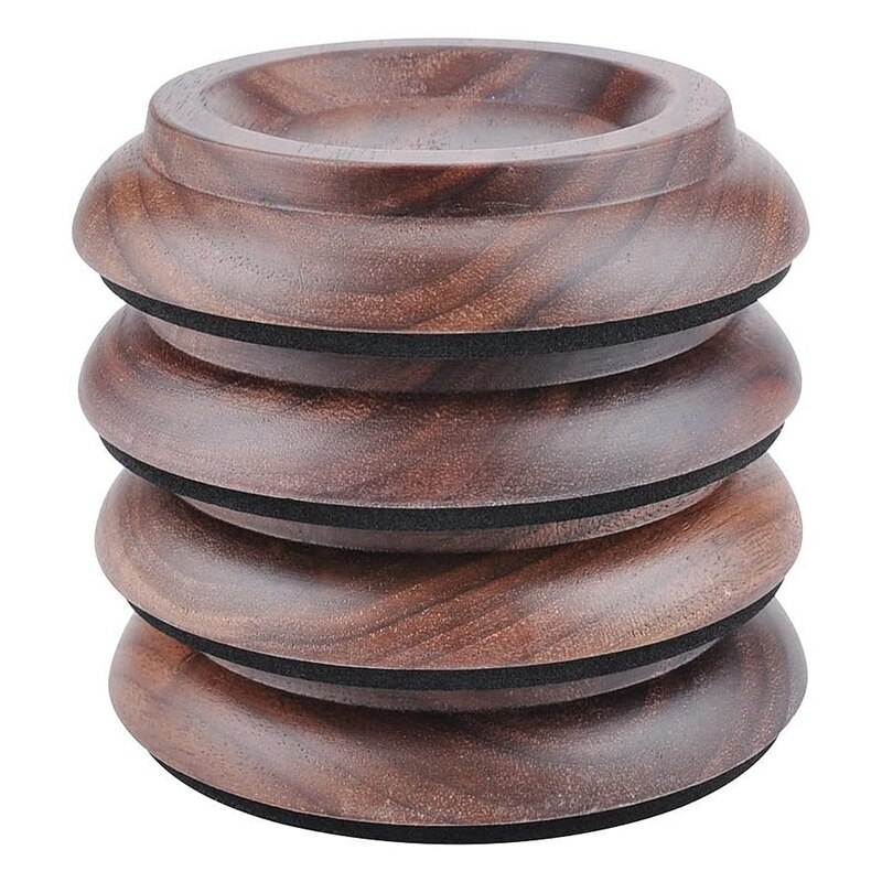 4Pcs Piano Caster Cups Walnut Wood Upright Piano Cups Foot Pads Floor Protectors with EVA Non-Slip Anti-Noise Foam