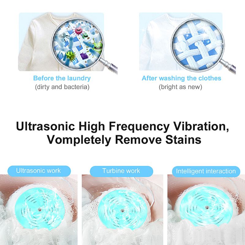 Mini Portable Ultrasonic Vibration Washing Machine Stains Remover USB Ultrasound Laundry Cleaning Machine Turbine Washer for Tra