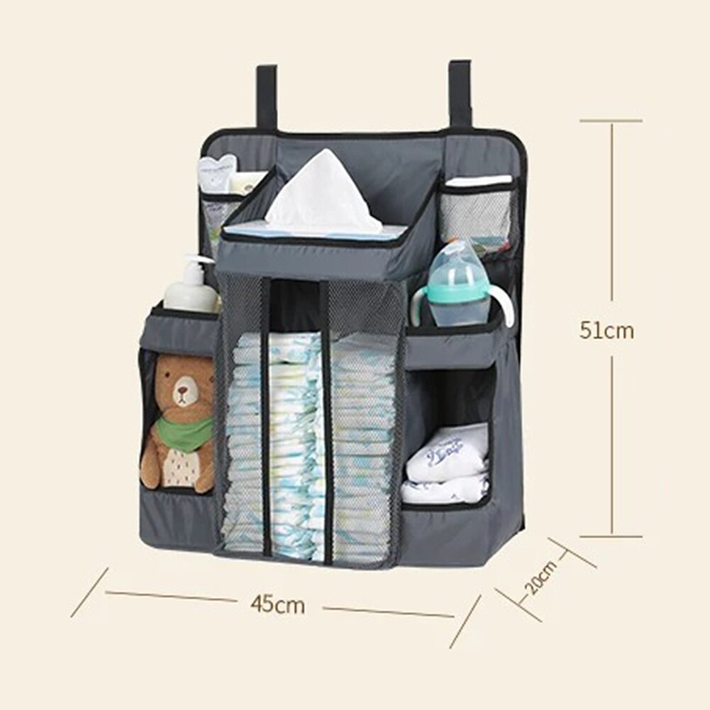 Bærbar babyseng hængende opbevaringspose vandtæt legetøjsbleetaske nyttig sengelinned arrangør spædbarn barneseng sengetøj sæt