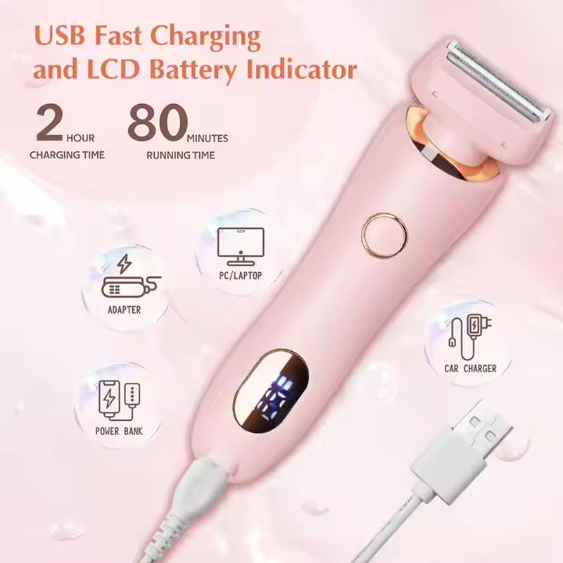 Professioneel 2-in-1 nat droog elektrisch waterdicht scheerapparaat Ontharing Lady Shaver Trimmer voor bikini beenarm onderarmgebied