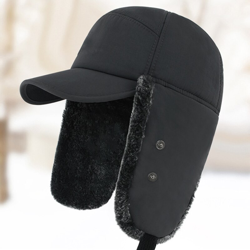 Chapeau coupe-vent en fourrure pour hommes et femmes, casquette à rabat d'oreille bombardier, casquette Anti-neige équipement de plein air en coton, hiver