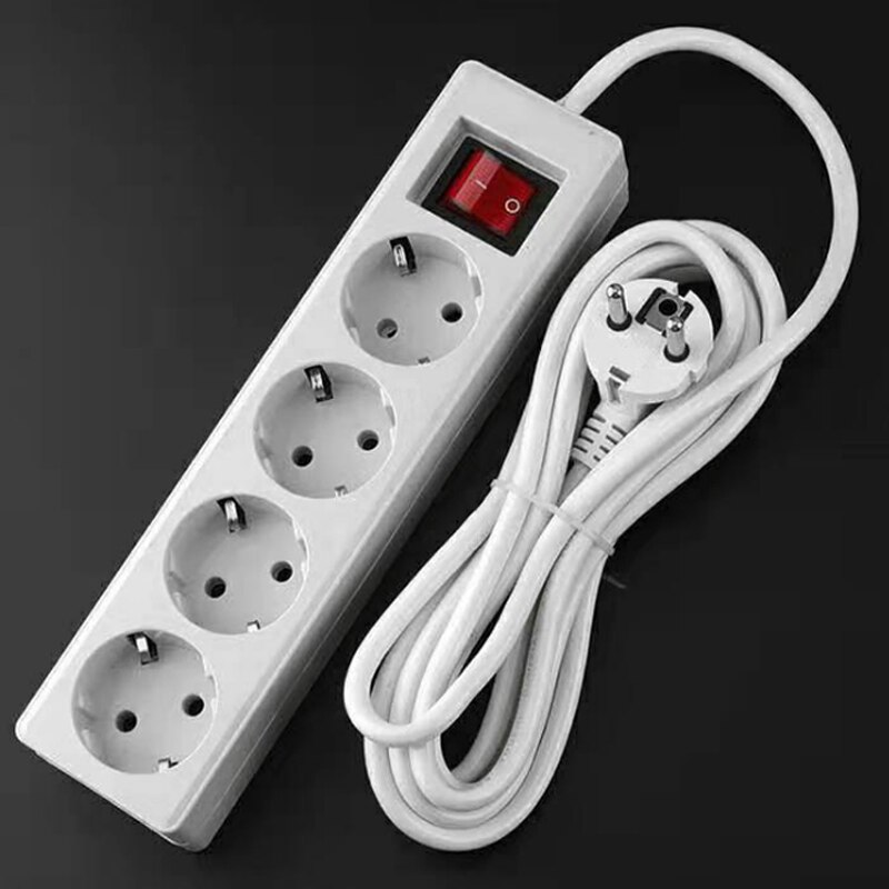 European power strip 4 way extension cord multiple socket with switch