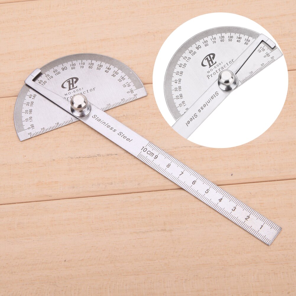 180 Degree Stainless Steel Protractor Angle Finder Rotary Measuring Ruler Measuring Ruler Woodworking Tools for Measuring Angles