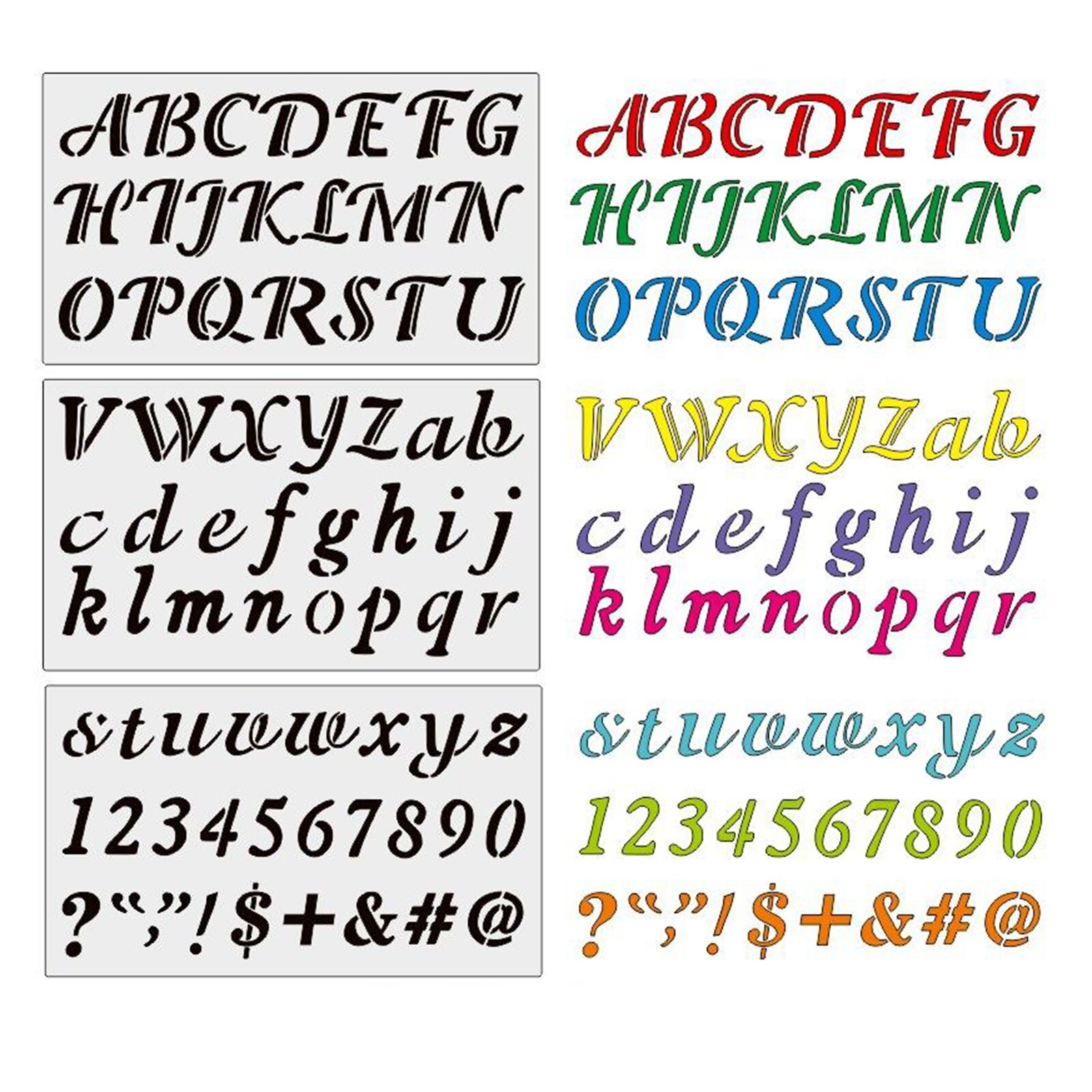 Pack of 3 Alphabet Letters Stencils Numbers Lettering Signs DIY
