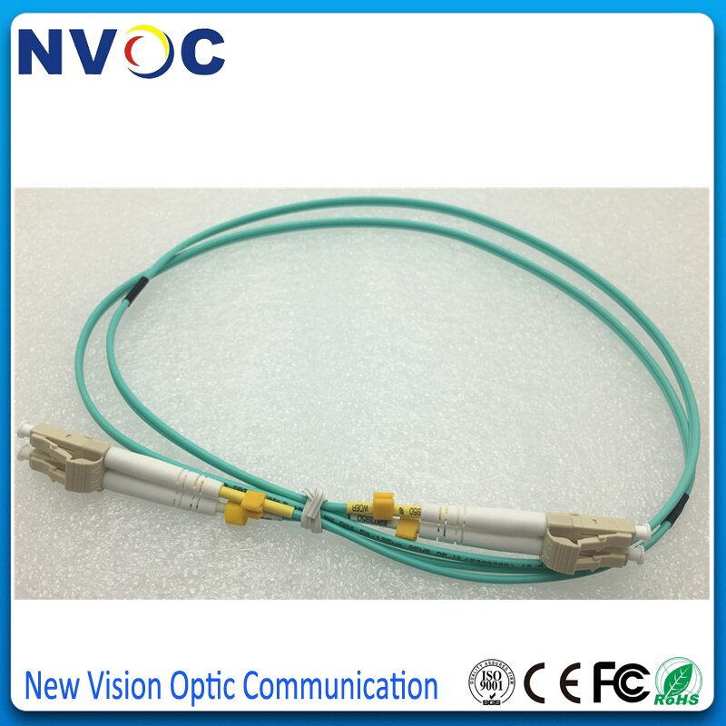 10 pz/lotto, 1M LC UPC LC UPC OM4 50/125 Dual Core MM 2.0 millimetri, rivestimento di PVC, LC/UPC-LC/UPC Duplex Fibra Ottica Patch Cord Cavo di Ponticello