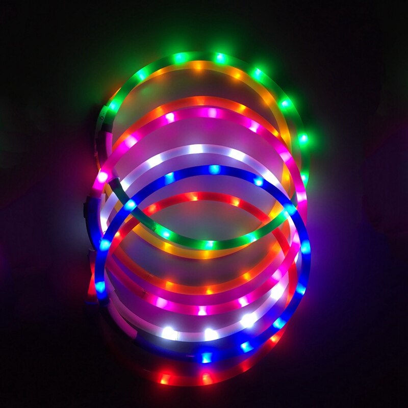 Halsband för hundar usb uppladdningsbart säkerhetsvarning silikonhalsband led-ljus lysande hundhalsband glödande hundhalsband