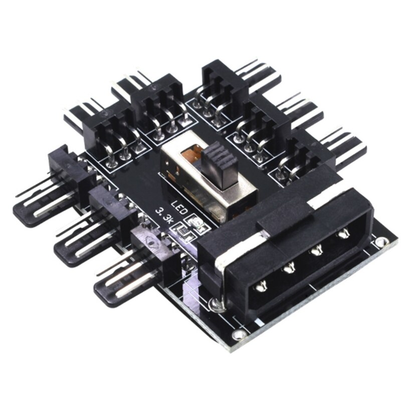 Concentrador de ventilador de refrigeración de 1 a 8 vías, controlador de velocidad de ventilador, regulador de velocidad de ventilador, PC, ordenador, IDE Molex, 3 pines, 12V, 2 uds.