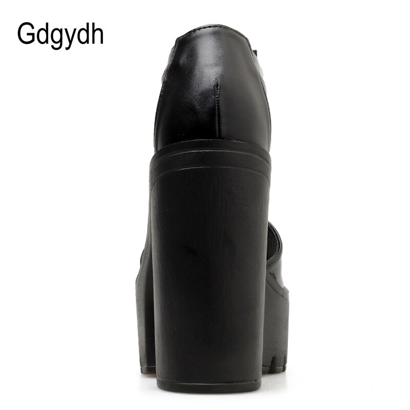 Gdgydh bout ouvert dames sandales bloqué talon fermeture éclair été chaussures femme plate-forme couverture talons noir directe
